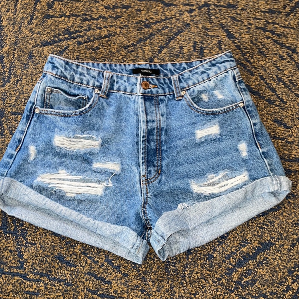 High Waist Distressed Shorts